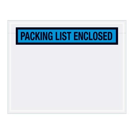 Box Packaging Panel Face Envelopes, "Packing List Enclosed" Print, 7"L x 5-1/2"W, Blue, 1000/Pack PL458